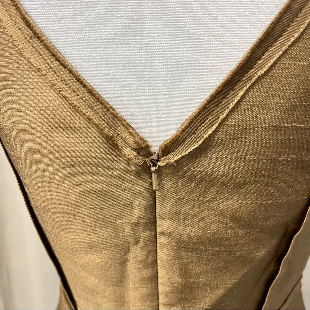 Talbots Silk Wool Sheath Dress Gold Champagne Cocktail Party Sleeveless Size 4 - Picture 9 of 9